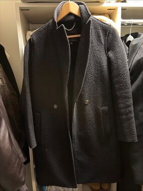 Black Wool Blend - Classic Tailored Coat